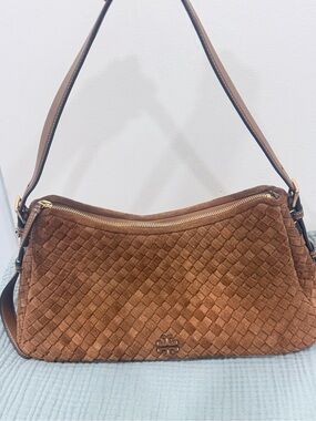 Tory Burch Suede Shoulder Bag in Brown